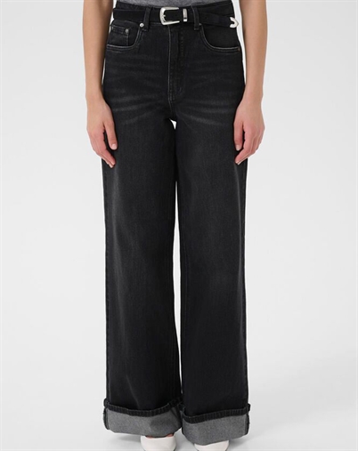 Gestuz - GZSara HW Wide Jeans - Washed Dark Black